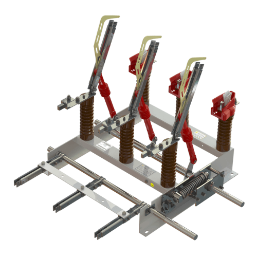 Chave seccionadora tripolar modelo SRALT Sarel — abertura rotativa com aterramento lateral integrado para cubículos de média tensão