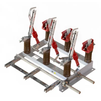 Chave seccionadora tripolar modelo SRLT Sarel — abertura rotativa com aterramento lateral para painéis de média tensão