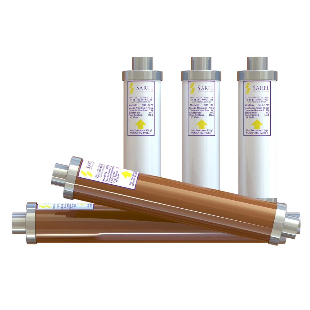 Fusíveis limitadores de corrente HH Sarel para proteção de transformadores, banco de capacitores e motores de média tensão — conformidade IEC 60282-1