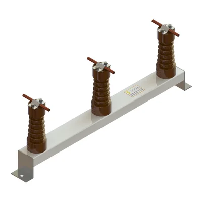 Suporte para 3 isoladores modelo SS3I Sarel — guia de barramento para painéis de média tensão